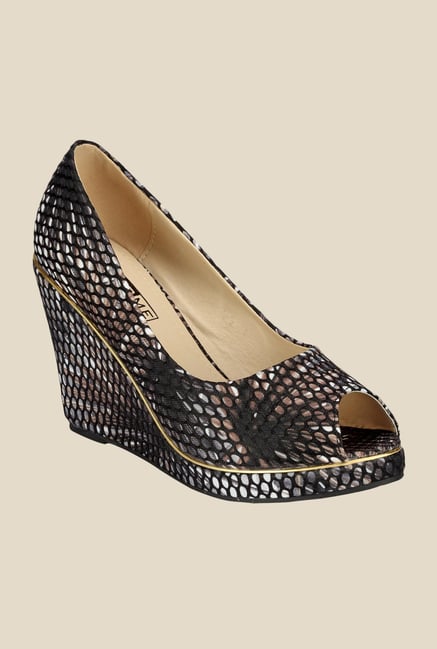 Yepme Black & Silver Peeptoe Wedges Yepme Black & Silver Peeptoe Wedges
