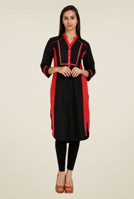 Forever Fashion Black Printed Linen Tunic Forever Fashion Black Printed Linen Tunic