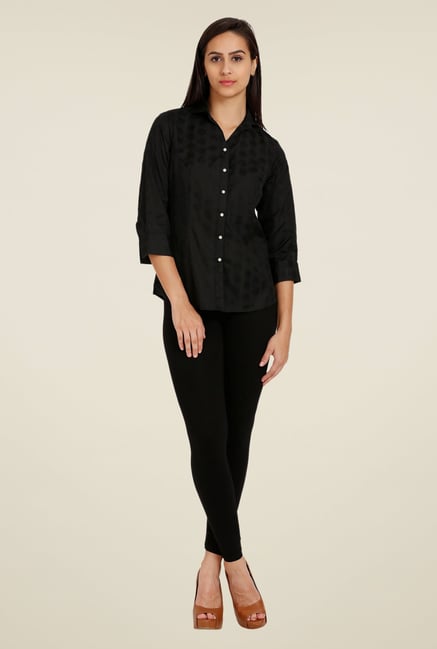 Forever Fashion Black Jacquard Shirt Forever Fashion Black Jacquard Shirt