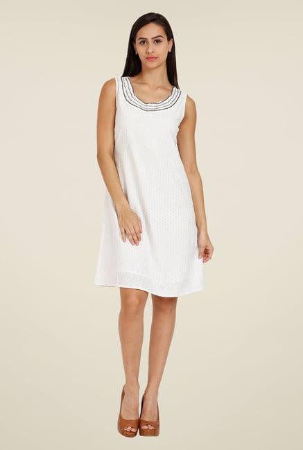 Forever Fashion White Self Print Dress Forever Fashion White Self Print Dress