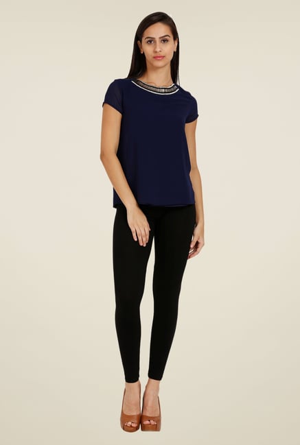 Forever Fashion Navy Solid Top Forever Fashion Navy Solid Top