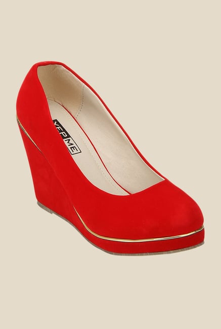 Yepme Red Wedge Heeled Pumps Yepme Red Wedge Heeled Pumps