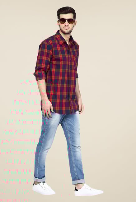 Yepme Navy & Red Premium Checks Shirt Yepme Navy & Red Premium Checks Shirt