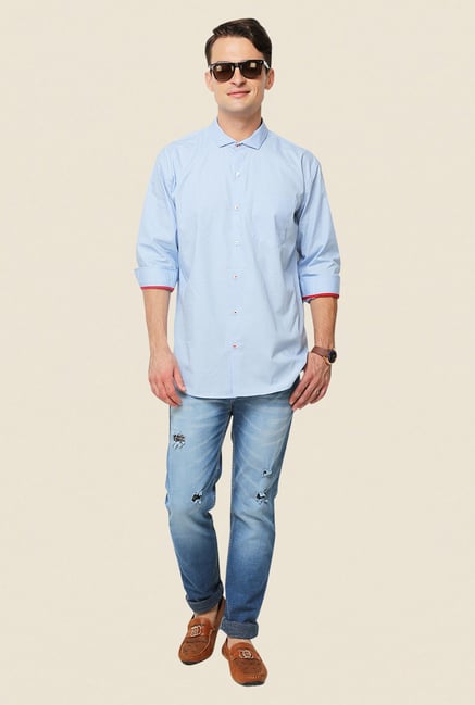 Yepme Sky Blue Jenson Premium Shirt Yepme Sky Blue Jenson Premium Shirt