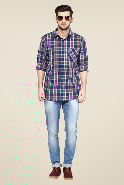 Yepme Navy Premium Checks Shirt Yepme Navy Premium Checks Shirt