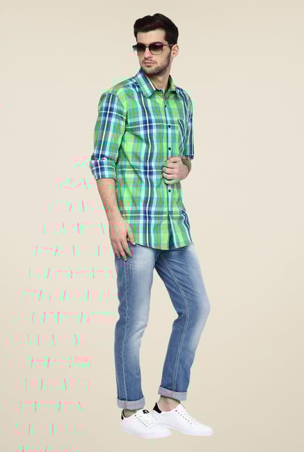 Yepme Green Premium Checks Cotton Shirt Yepme Green Premium Checks Cotton Shirt