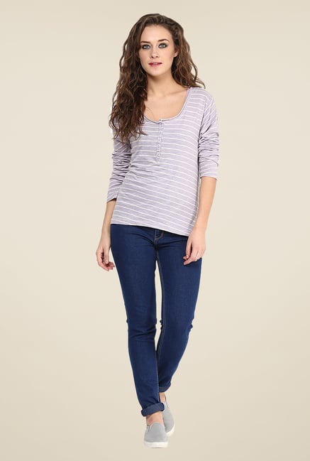 Yepme Irene Grey Henley Top Yepme Irene Grey Henley Top