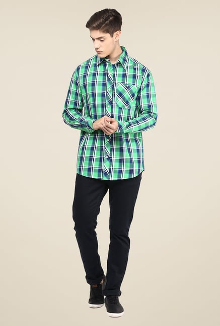 Yepme Green Premium Checks Shirt Yepme Green Premium Checks Shirt