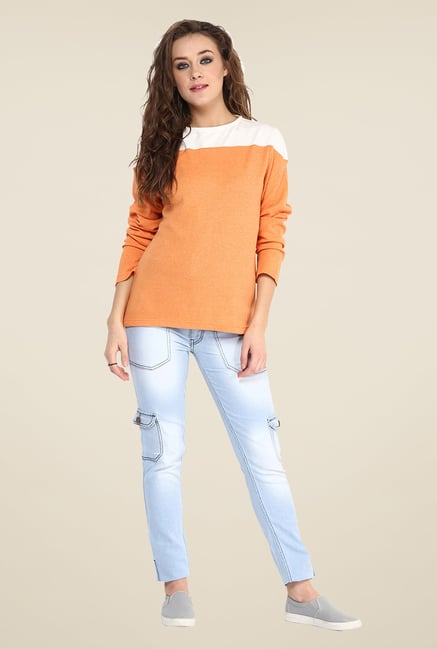 Yepme Venice Orange & White Solid Top Yepme Venice Orange & White Solid Top