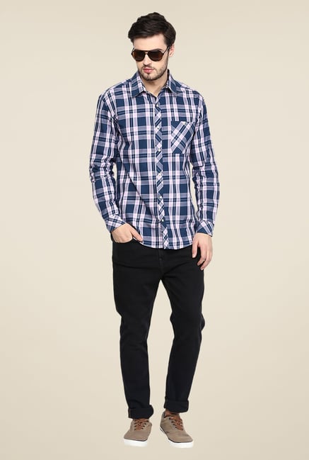 Yepme Navy Warner Premium Checks Shirt Yepme Navy Warner Premium Checks Shirt