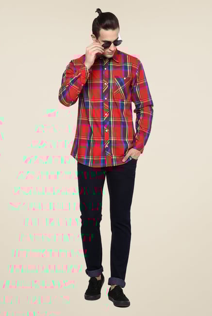 Yepme Red Premium Checks Cotton Shirt Yepme Red Premium Checks Cotton Shirt