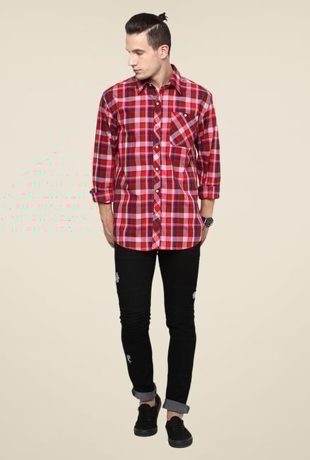 Yepme Red Premium Checks Shirt Yepme Red Premium Checks Shirt