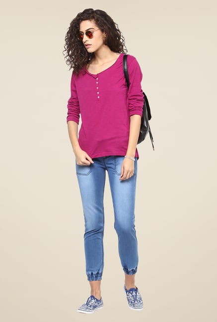 Yepme Irene Pink Henley Top Yepme Irene Pink Henley Top