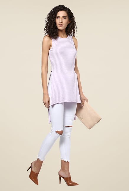 Yepme Purple Striped Asymmetrical Top Yepme Purple Striped Asymmetrical Top