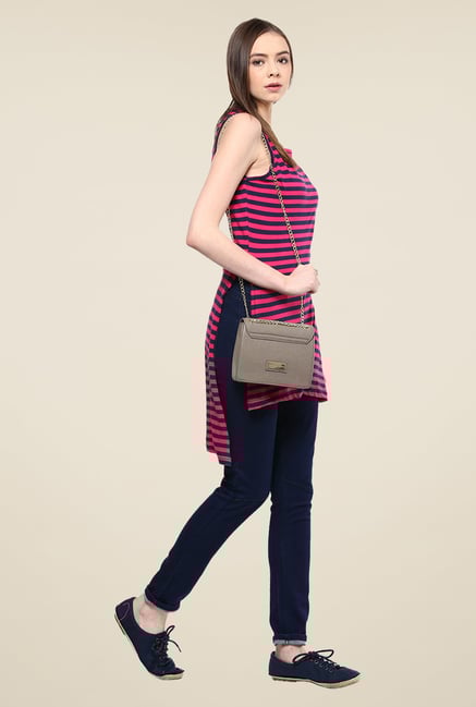 Yepme Ershia Pink Striped Asymmetrical Top Yepme Ershia Pink Striped Asymmetrical Top