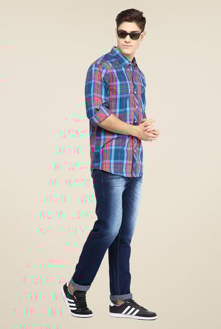 Yepme Blue & Orange Premium Checks Shirt Yepme Blue & Orange Premium Checks Shirt