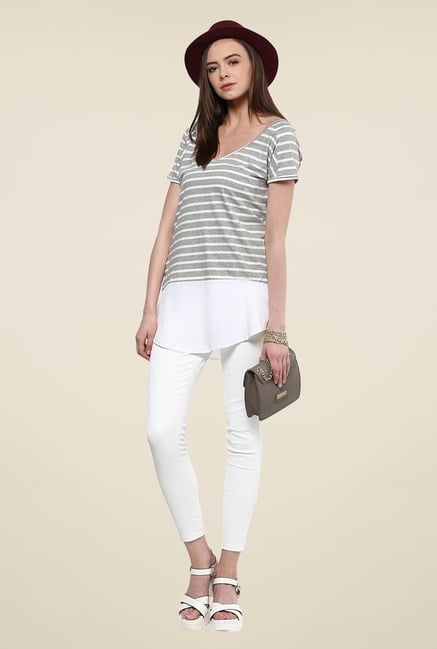 Yepme Celine Grey Striped Top Yepme Celine Grey Striped Top