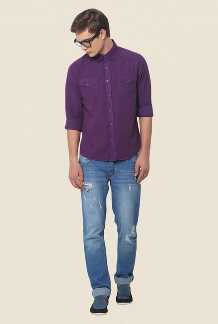 Yepme Purple Newman Pigment Overdyed Premium Shirt Yepme Purple Newman Pigment Overdyed Premium Shirt
