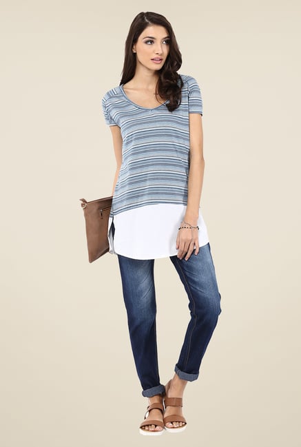 Yepme Celine Blue Striped Top Yepme Celine Blue Striped Top