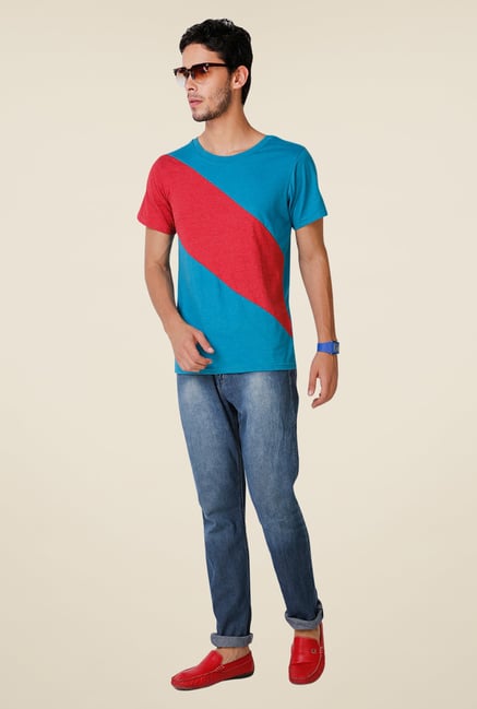 Yepme Blue Stine Premium Solid T Shirt Yepme Blue Stine Premium Solid T Shirt
