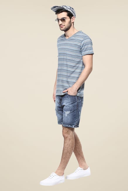 Yepme Blue Trevor Striped T Shirt Yepme Blue Trevor Striped T Shirt