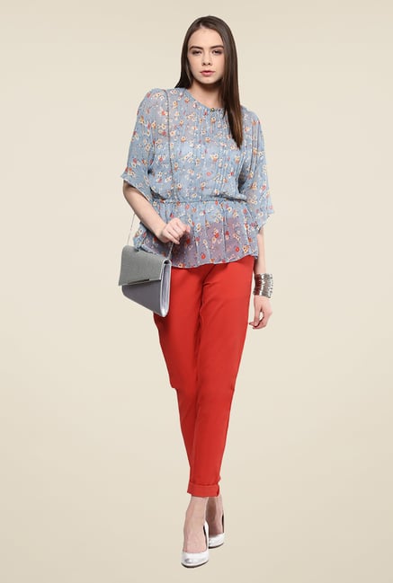 Yepme Ashling Blue Floral Print Kimono Top Yepme Ashling Blue Floral Print Kimono Top