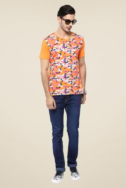 Yepme Orange Camo Printed T Shirt Yepme Orange Camo Printed T Shirt
