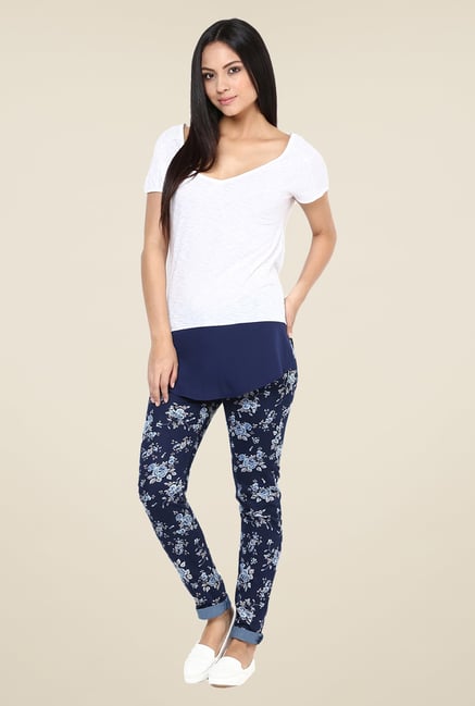 Yepme Celine White & Blue Twofer Top Yepme Celine White & Blue Twofer Top