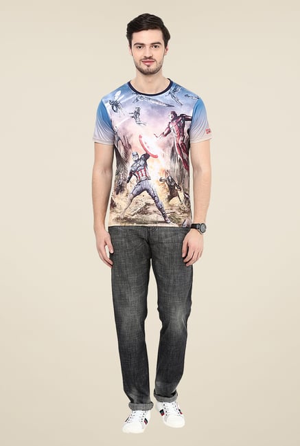 Yepme Blue Civil War Scene Graphic Print T Shirt Yepme Blue Civil War Scene Graphic Print T Shirt
