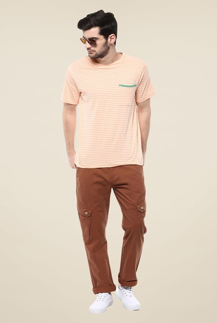 Yepme Orange Dorris Striped T Shirt Yepme Orange Dorris Striped T Shirt