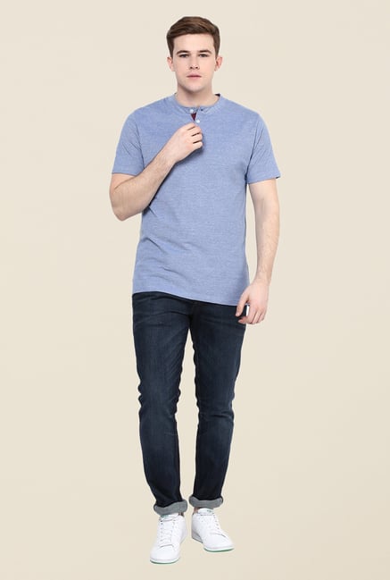 Yepme Blue Solid Henley T Shirt Yepme Blue Solid Henley T Shirt