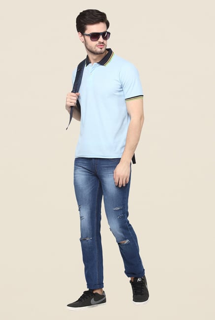 Yepme Blue Premium Solid Polo T Shirt Yepme Blue Premium Solid Polo T Shirt