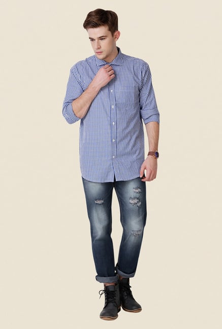 Yepme Blue Wilmar Premium Cotton Shirt Yepme Blue Wilmar Premium Cotton Shirt