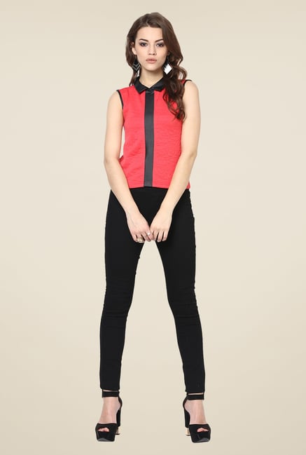 Yepme Scarlett Coral & Black Party Top Yepme Scarlett Coral & Black Party Top
