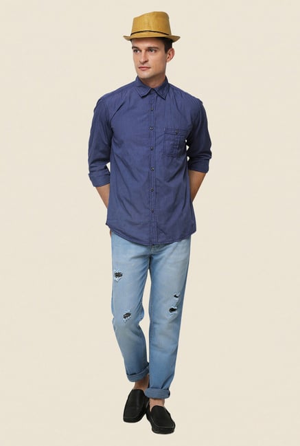 Yepme Dark Blue Texon Premium Shirt Yepme Dark Blue Texon Premium Shirt