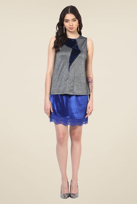 Yepme Mia Grey & Blue Party Top Yepme Mia Grey & Blue Party Top