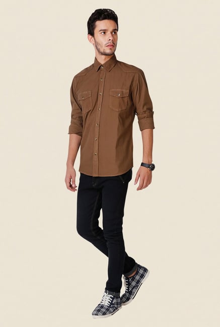 Yepme Brown Freddo Premium Shirt Yepme Brown Freddo Premium Shirt