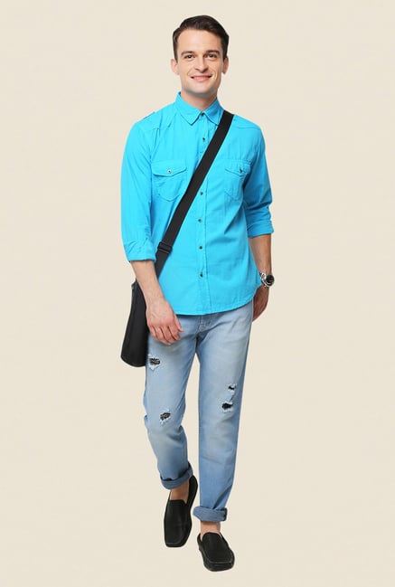 Yepme Turquoise Freddo Premium Shirt Yepme Turquoise Freddo Premium Shirt