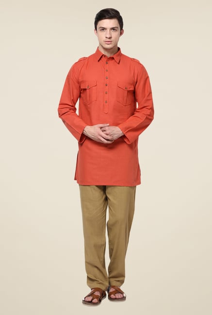 Yepme Red Bret Solid Cotton Kurta Yepme Red Bret Solid Cotton Kurta