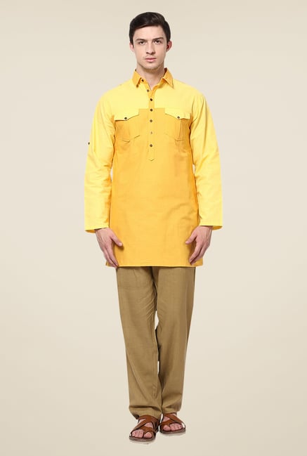 Yepme Yellow Neiman Solid Cotton Kurta Yepme Yellow Neiman Solid Cotton Kurta