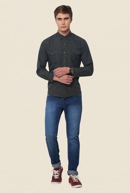 Yepme Grey Newman Pigment Overdyed Premium Shirt Yepme Grey Newman Pigment Overdyed Premium Shirt