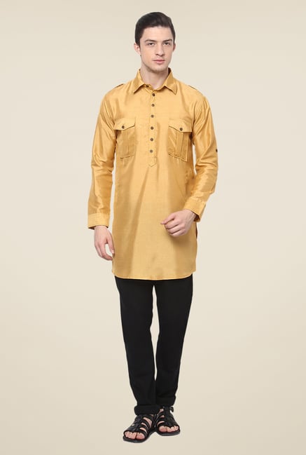 Yepme Yellow Rodrick Solid Kurta Yepme Yellow Rodrick Solid Kurta