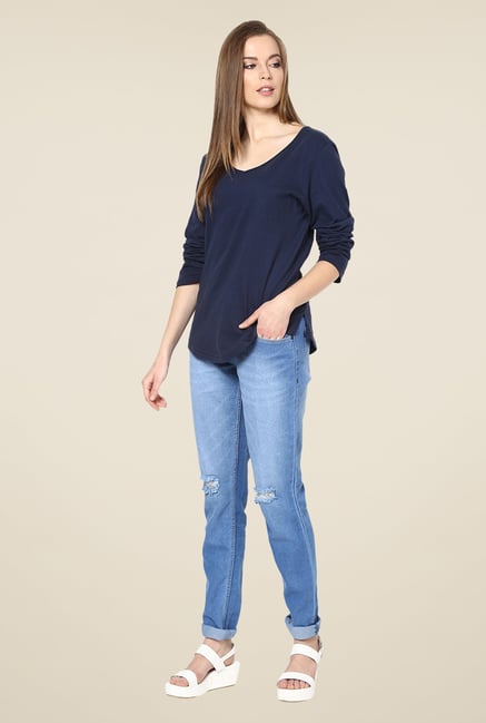 Yepme Rivera Navy Solid Top Yepme Rivera Navy Solid Top