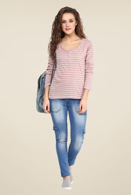 Yepme Irene Pink Henley Top Yepme Irene Pink Henley Top