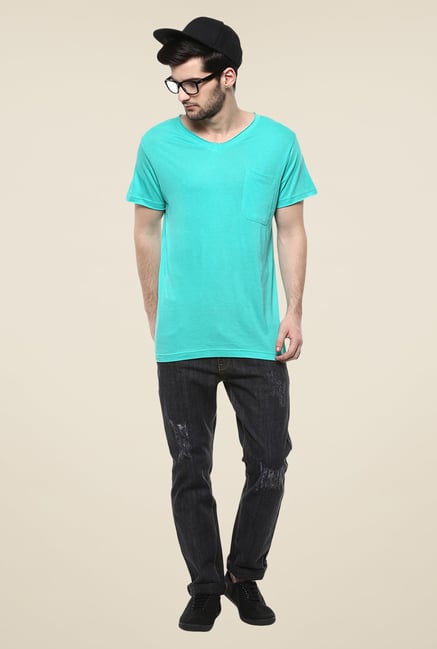 Yepme Turquoise Trevor Solid T Shirt Yepme Turquoise Trevor Solid T Shirt