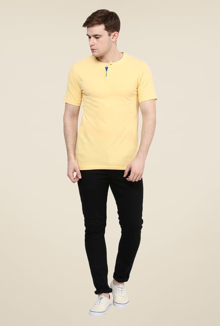 Yepme Yellow Solid Henley T Shirt Yepme Yellow Solid Henley T Shirt
