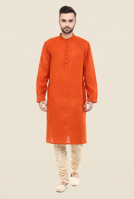 Yepme Orange Augustus Solid Kurta Yepme Orange Augustus Solid Kurta