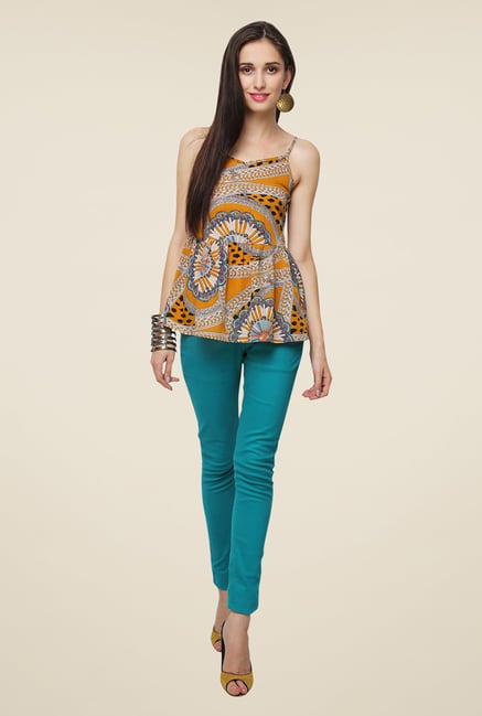 Yepme Clara Teal Solid Chinos Yepme Clara Teal Solid Chinos