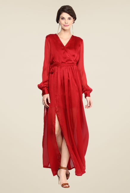 Yepme Red Wendy Solid Maxi Dress Yepme Red Wendy Solid Maxi Dress
