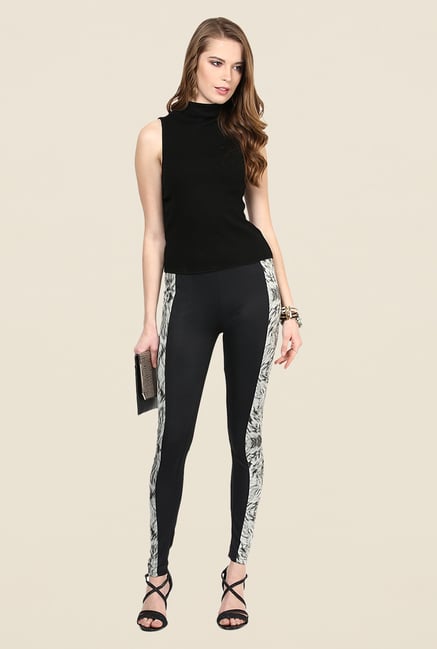 Yepme Jackui Black & Grey Print Party Leggings Yepme Jackui Black & Grey Print Party Leggings